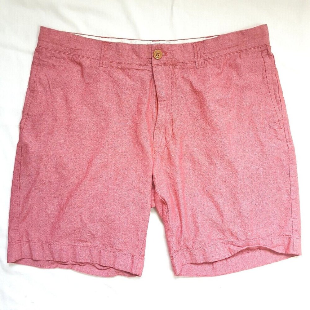 J.Crew Men's Size 35 x 9" Gramercy Chino Shorts Red Chambray All Cotton Flat Fro